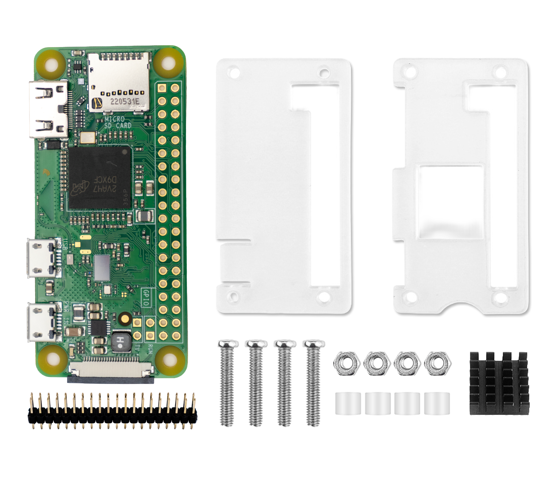Raspberry Pi Zero W ケースピンセット 本体・ケース・ピンヘッダーの3点セット